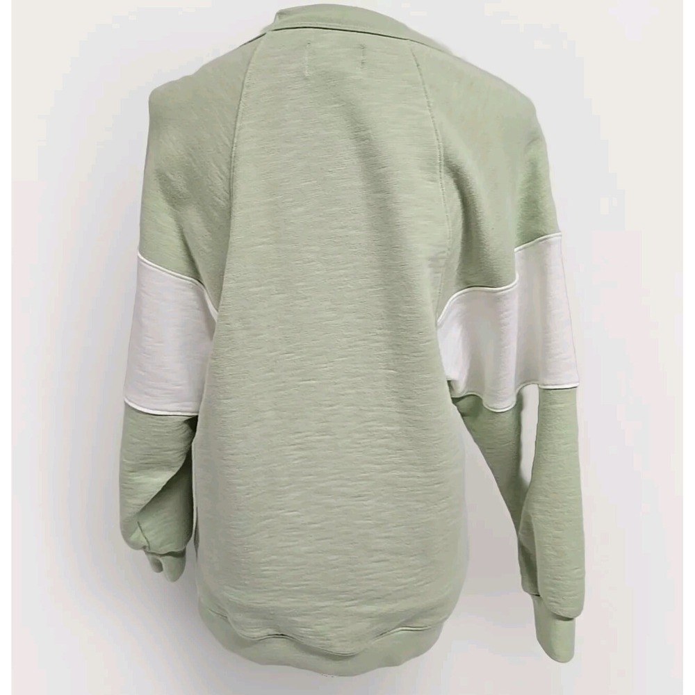 Madewell MWL Oversized Raglan Sweatshirt Colorblock White & Green Women's Sz XXS - Picture 5 of 12